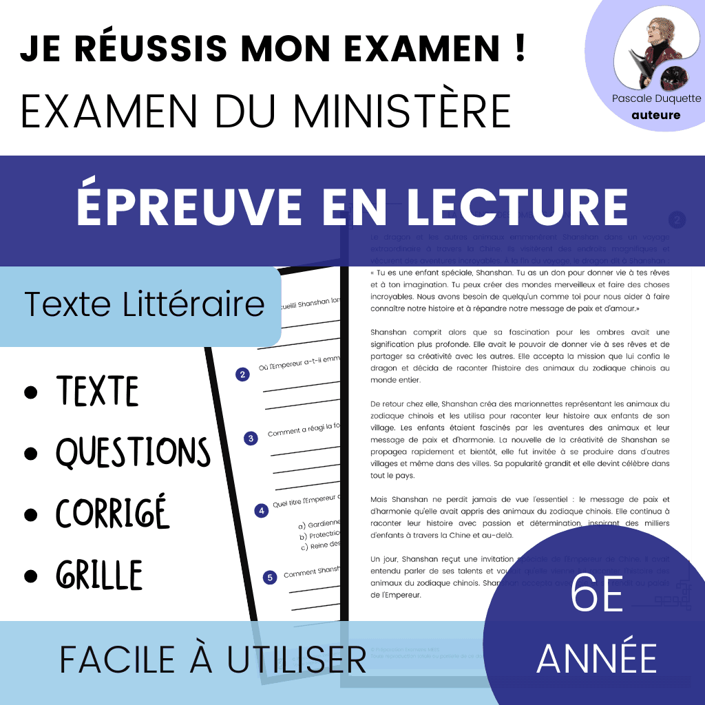Simulation d'épreuve en lecture : 6e année