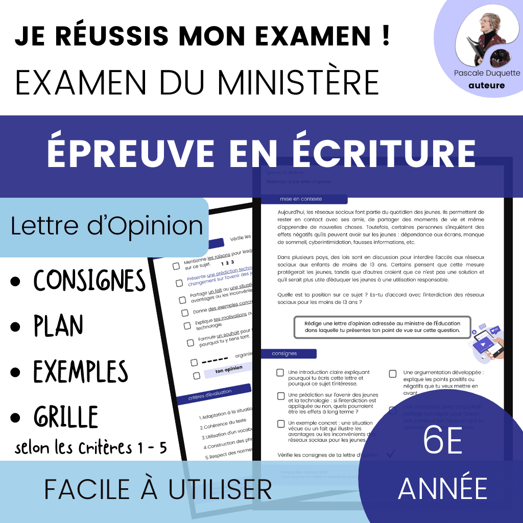 Simulation épreuve écriture 6e année