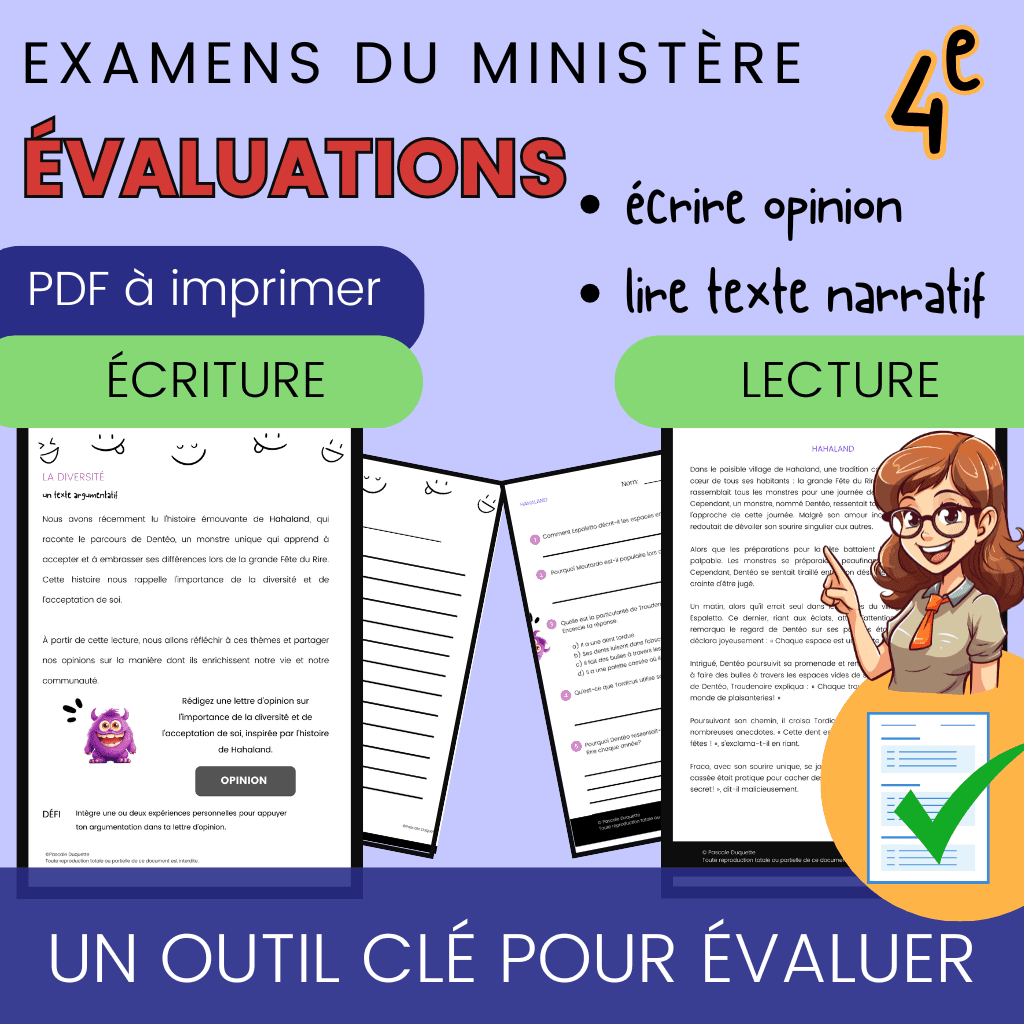 Évaluations lecture écriture 4e année