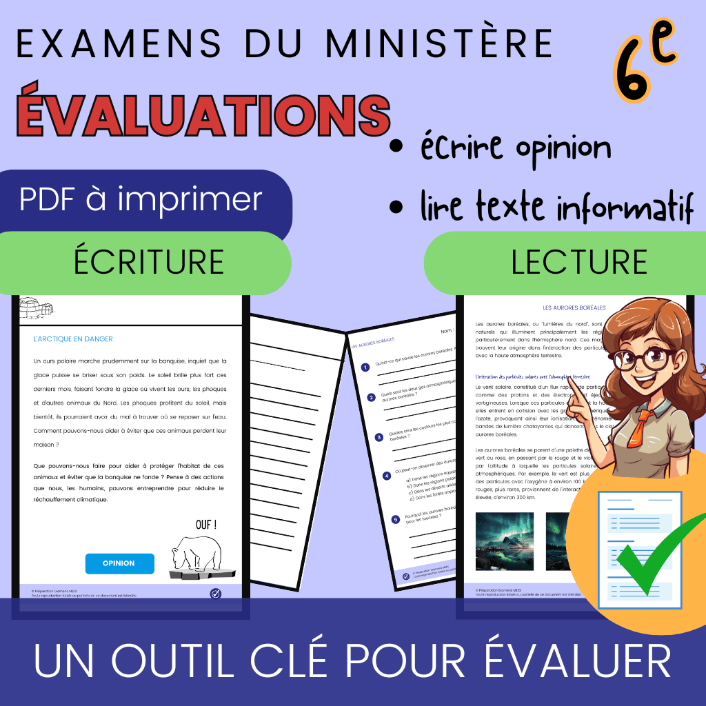 Évaluation écriture lecture 6e année